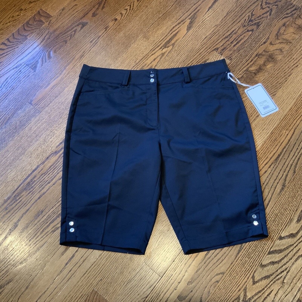 NEW Pinseeker Women's Black Golf Performance 9" Shorts‎ Size 12 Stretch Pockets